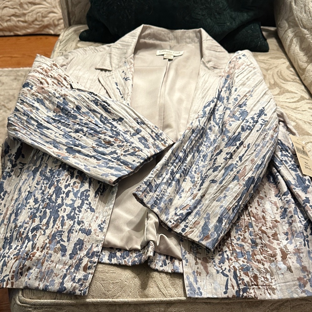 Coldwater Creek Blue and Brown Patterned Blazer